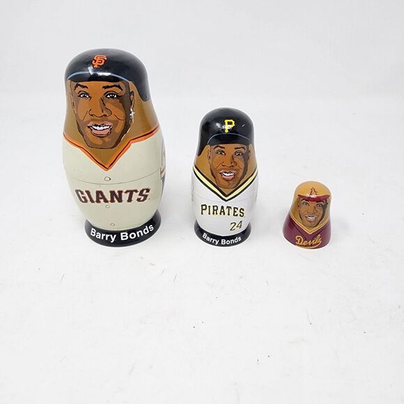 Barry Bonds SF Giants Pirates Devils Russian Nesting Dolls Babooshkah 2003 Read - Picture 1 of 14
